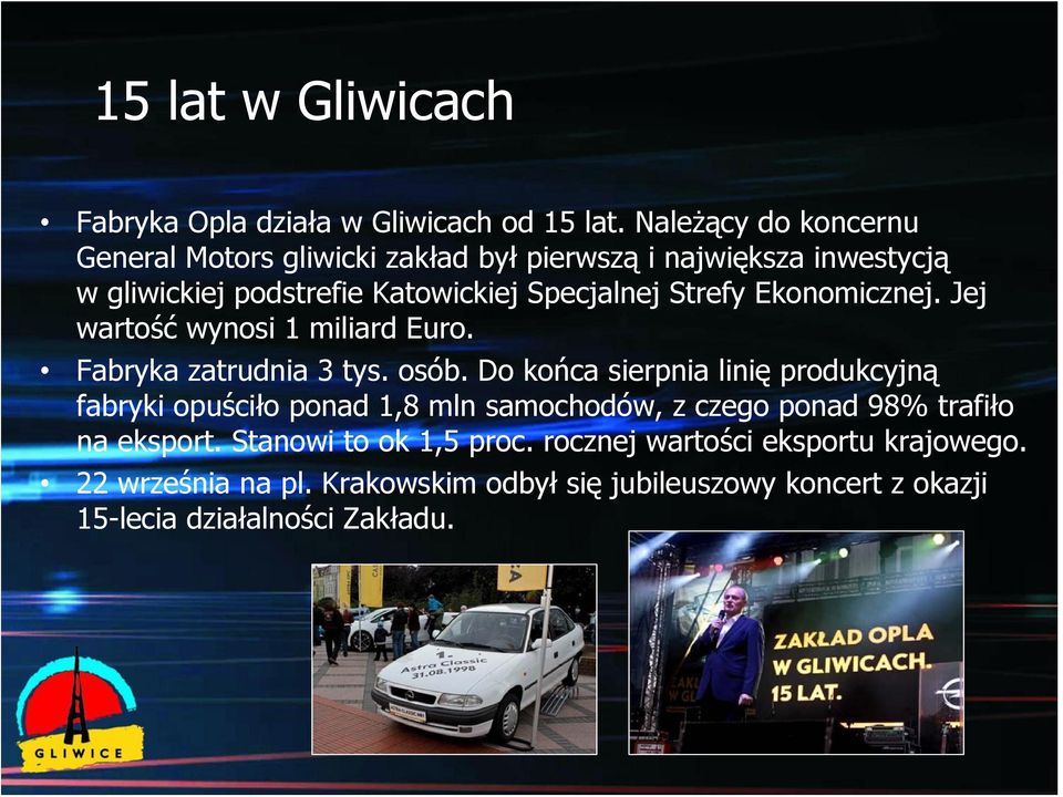 Strefy Ekonomicznej. Jej wartość wynosi 1 miliard Euro. Fabryka zatrudnia 3 tys. osób.