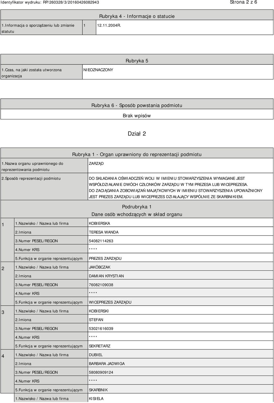 Nazwa organu uprawnionego do reprezentowania podmiotu 2.