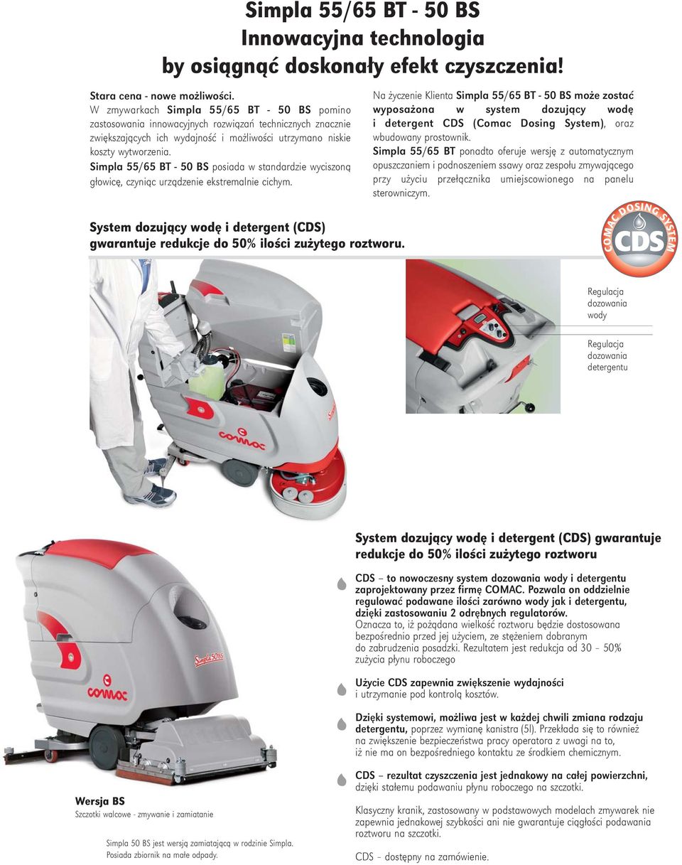 Simpla 55/65 BT - 50 BS posiada w standardzie wyciszoną głowicę, czyniąc urządzenie ekstremalnie cichym.