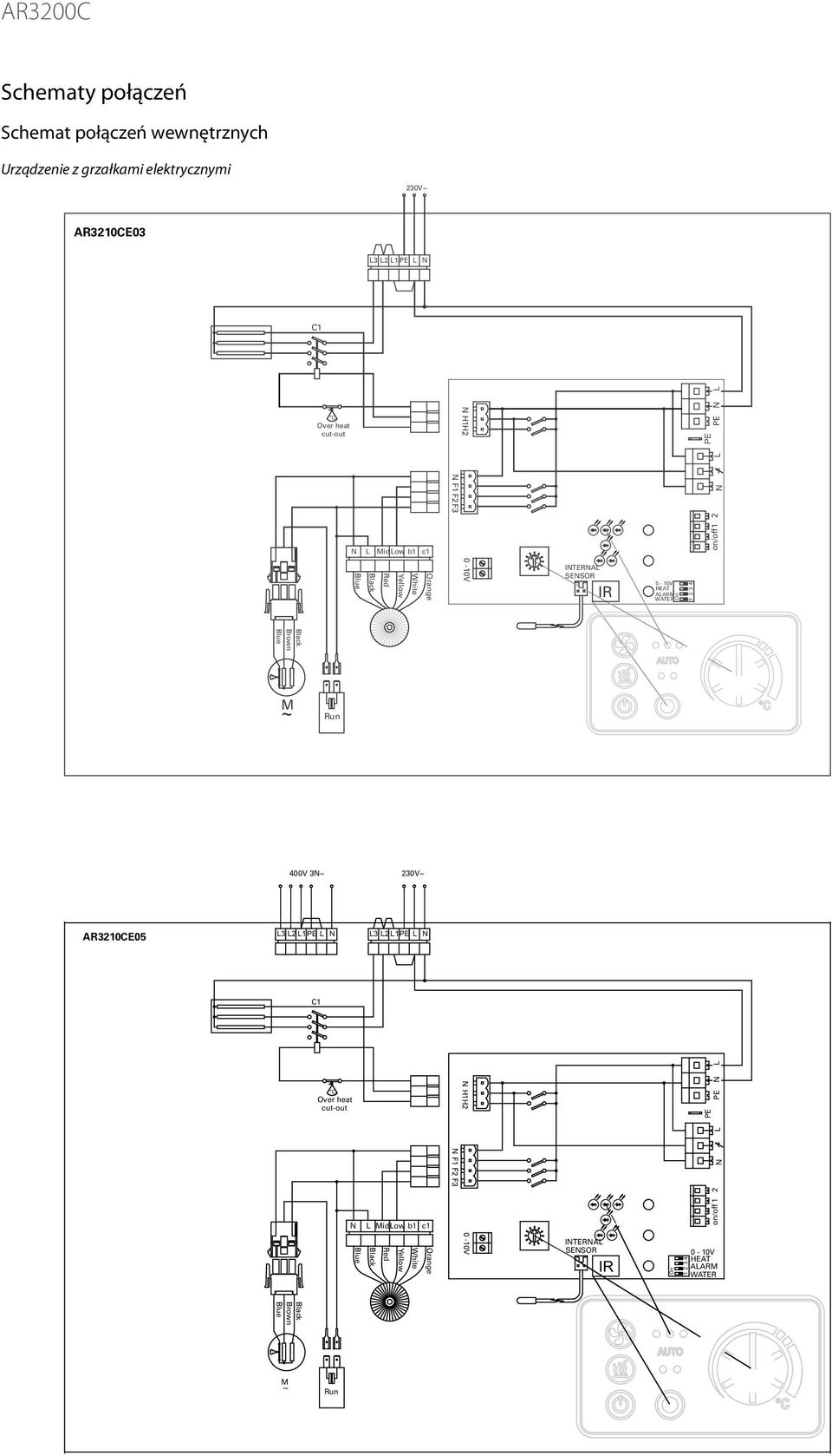 Schemat połączeń wewnętrznych Urządzenie z grzałkami elektrycznymi