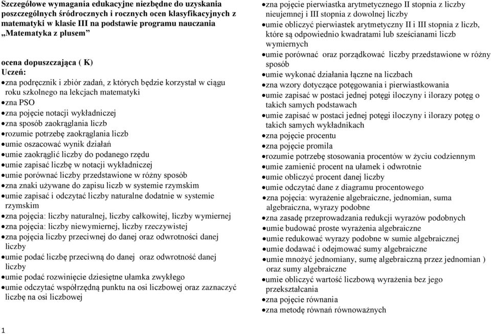 liczb rozumie potrzebę zaokrąglania liczb umie oszacować wynik działań umie zaokrąglić liczby do podanego rzędu umie zapisać liczbę w notacji wykładniczej umie porównać liczby przedstawione w różny