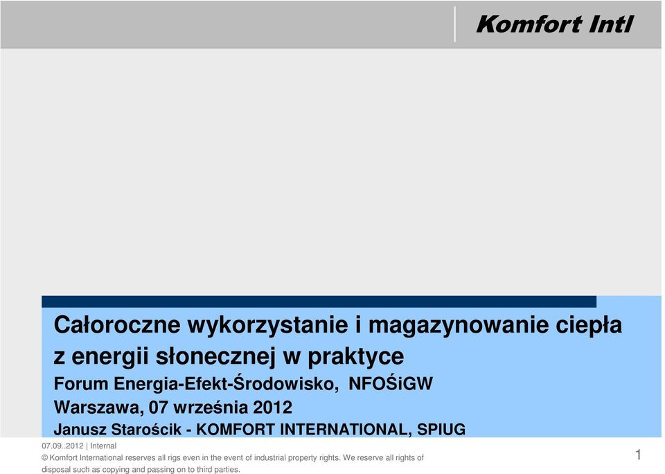 Starościk - KOMFORT INTERNATIONAL, SPIUG 07.09.