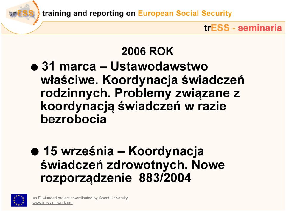 Problemy związane z koordynacją świadczeń w razie bezrobocia 15 września