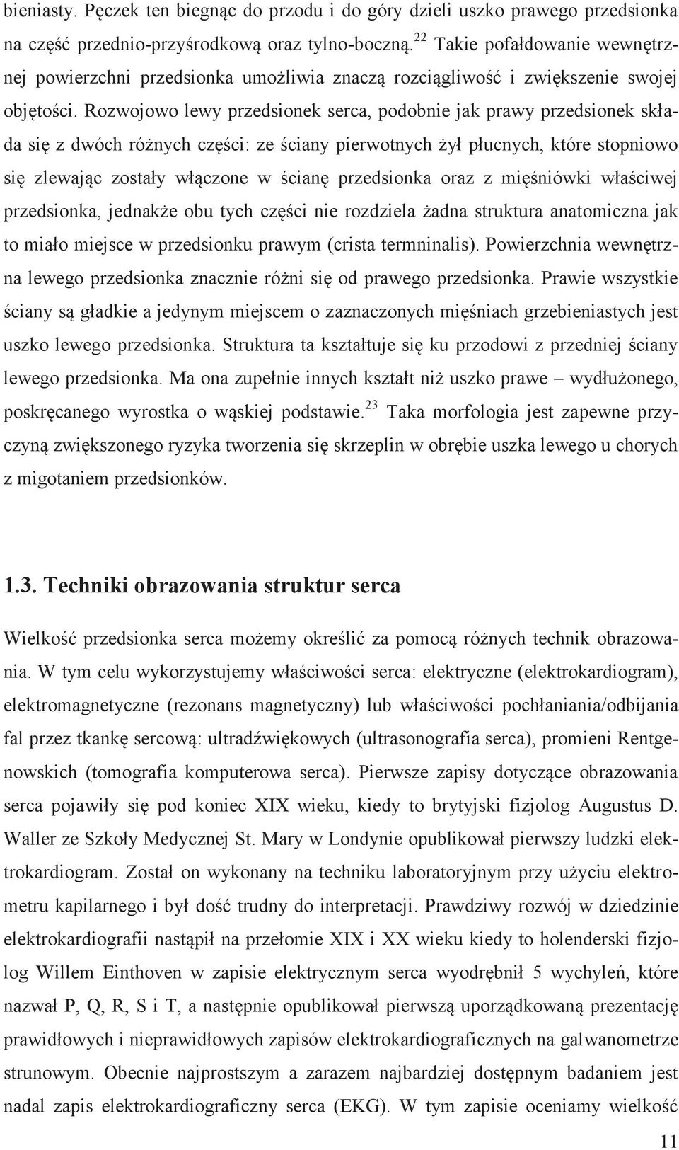 Rozwojowo lewy przedsionek serca, podobnie jak prawy przedsionek składa się z dwóch różnych części: ze ściany pierwotnych żył płucnych, które stopniowo się zlewając zostały włączone w ścianę