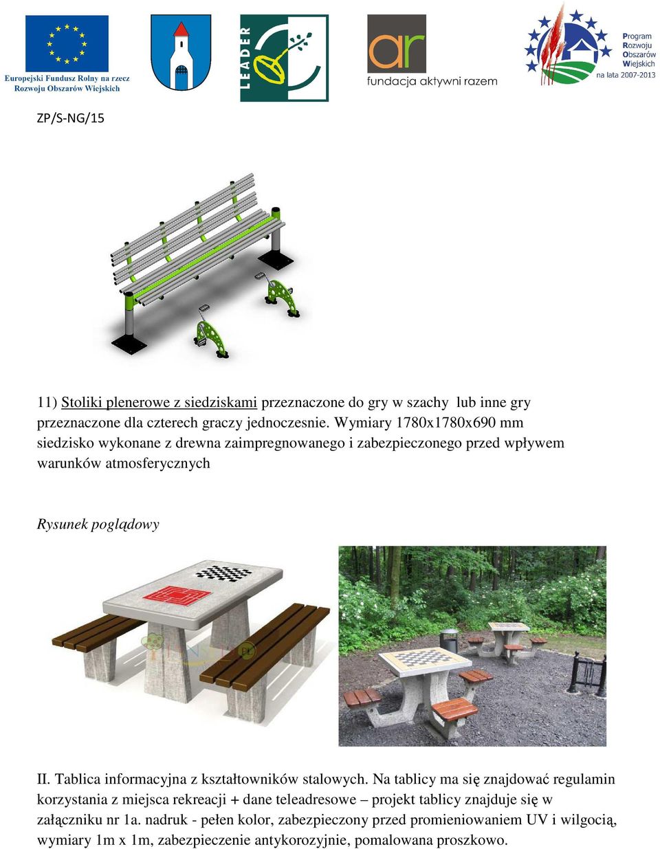 Tablica informacyjna z kształtowników stalowych.