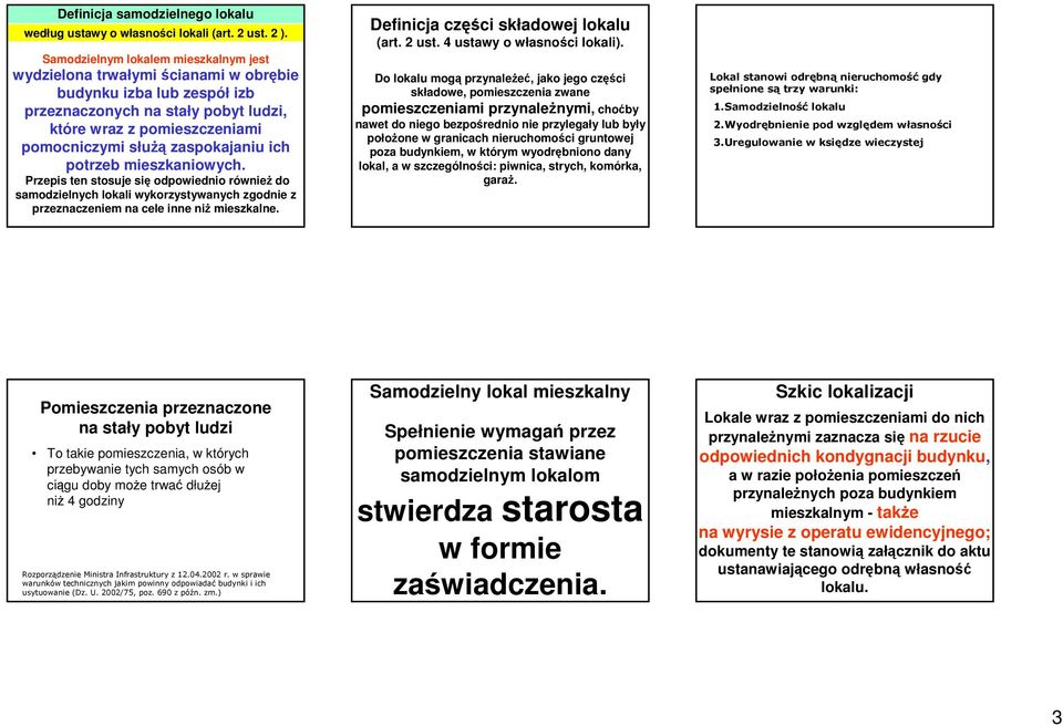 zaspokajaniu ich potrzeb mieszkaniowych. Przepis ten stosuje się odpowiednio również do samodzielnych lokali wykorzystywanych zgodnie z przeznaczeniem na cele inne niż mieszkalne.