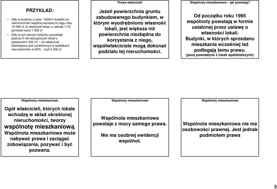 Prawa właścicieli Jeżeli powierzchnia gruntu zabudowanego budynkiem, w którym wyodrębniono własność lokali, jest większa niż powierzchnia niezbędna do korzystania z niego, współwłaściciele mogą