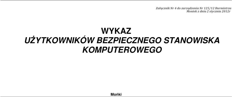 2012r WYKAZ UśYTKOWNIKÓW