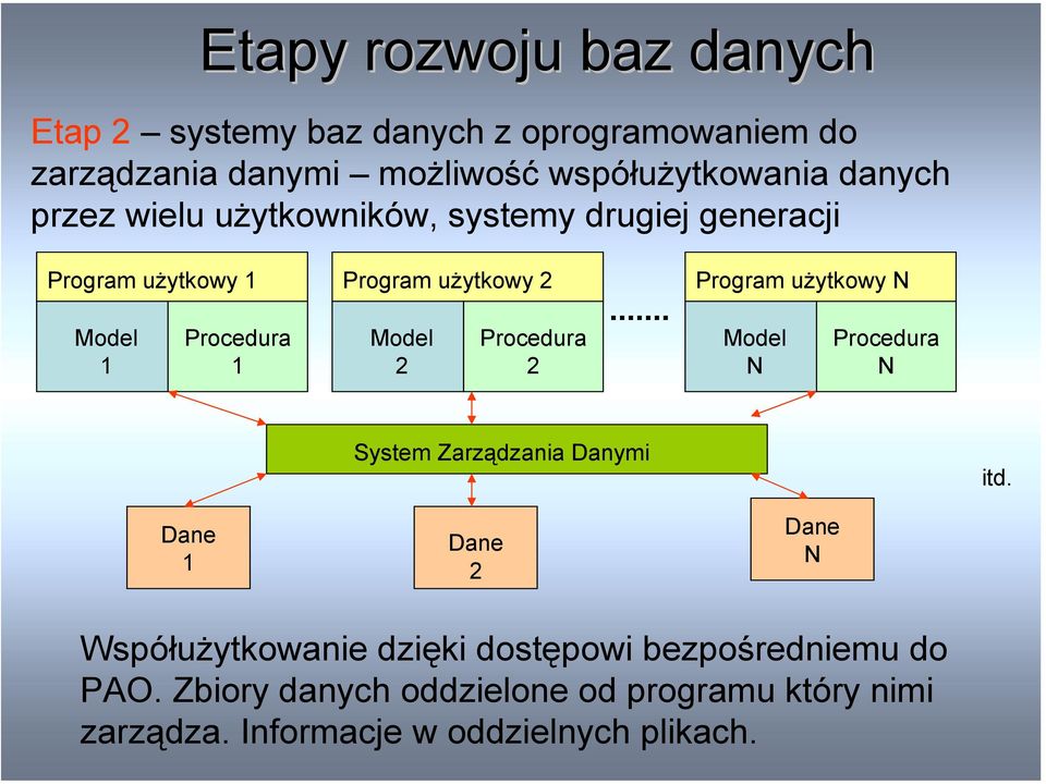 użytkowy Program użytkowy N N N System Zarządzania Danymi itd.