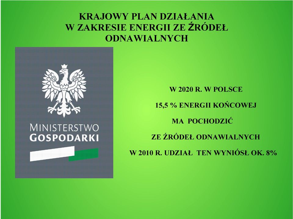 W POLSCE 15,5 % ENERGII KOŃCOWEJ MA