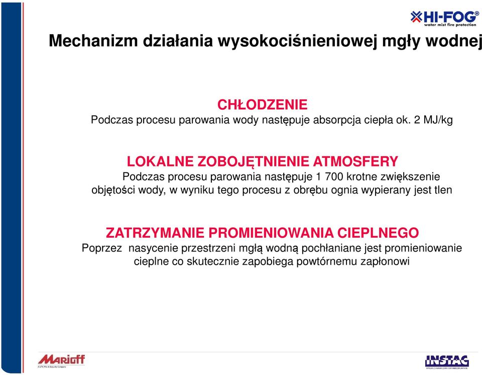 2 MJ/kg LOKALNE ZOBOJĘTNIENIE ATMOSFERY Podczas procesu parowania następuje 1 700 krotne zwiększenie objętości