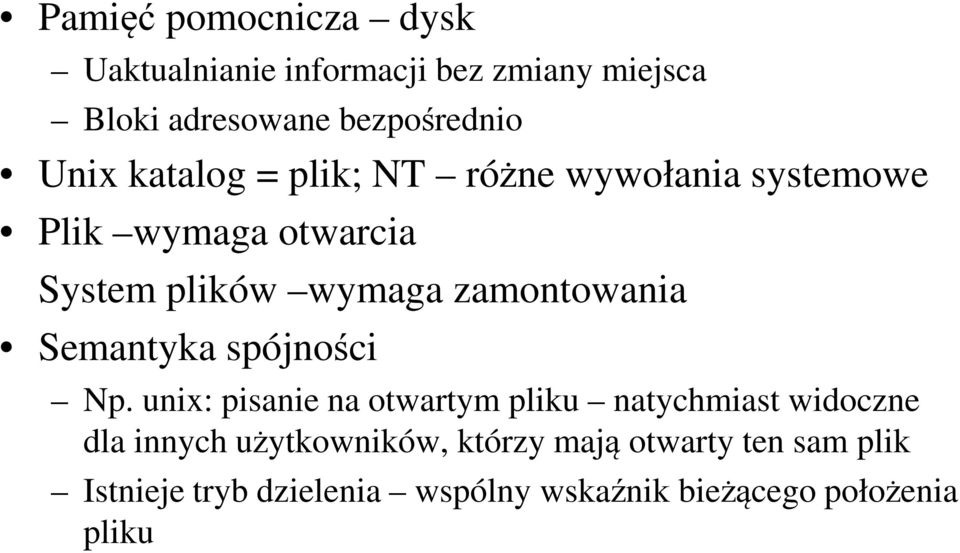 zamontowania Semantyka spójności Np.