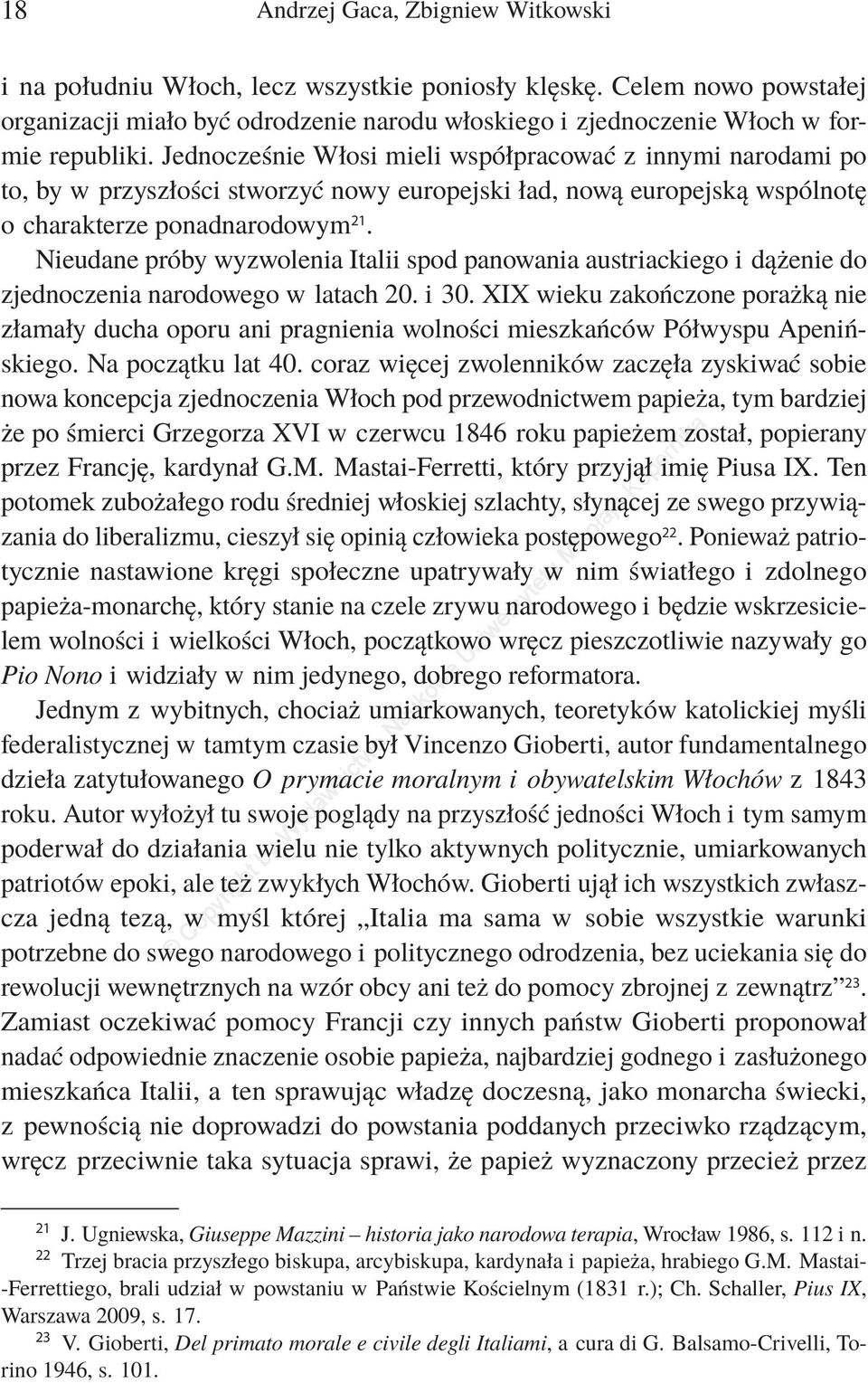 Nieudane próby wyzwolenia Italii spod panowania austriackiego i dążenie do zjednoczenia narodowego w latach 20. i 30.