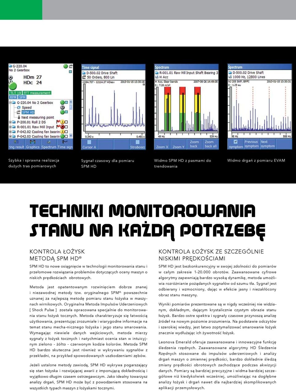 Metoda jest opatentowanym rozwinięciem dobrze znanej i niezawodnej metody tzw. oryginalnego SPM, powszechnie uznanej za najlepszą metodę pomiaru stanu łożyska w maszynach wirnikowych.