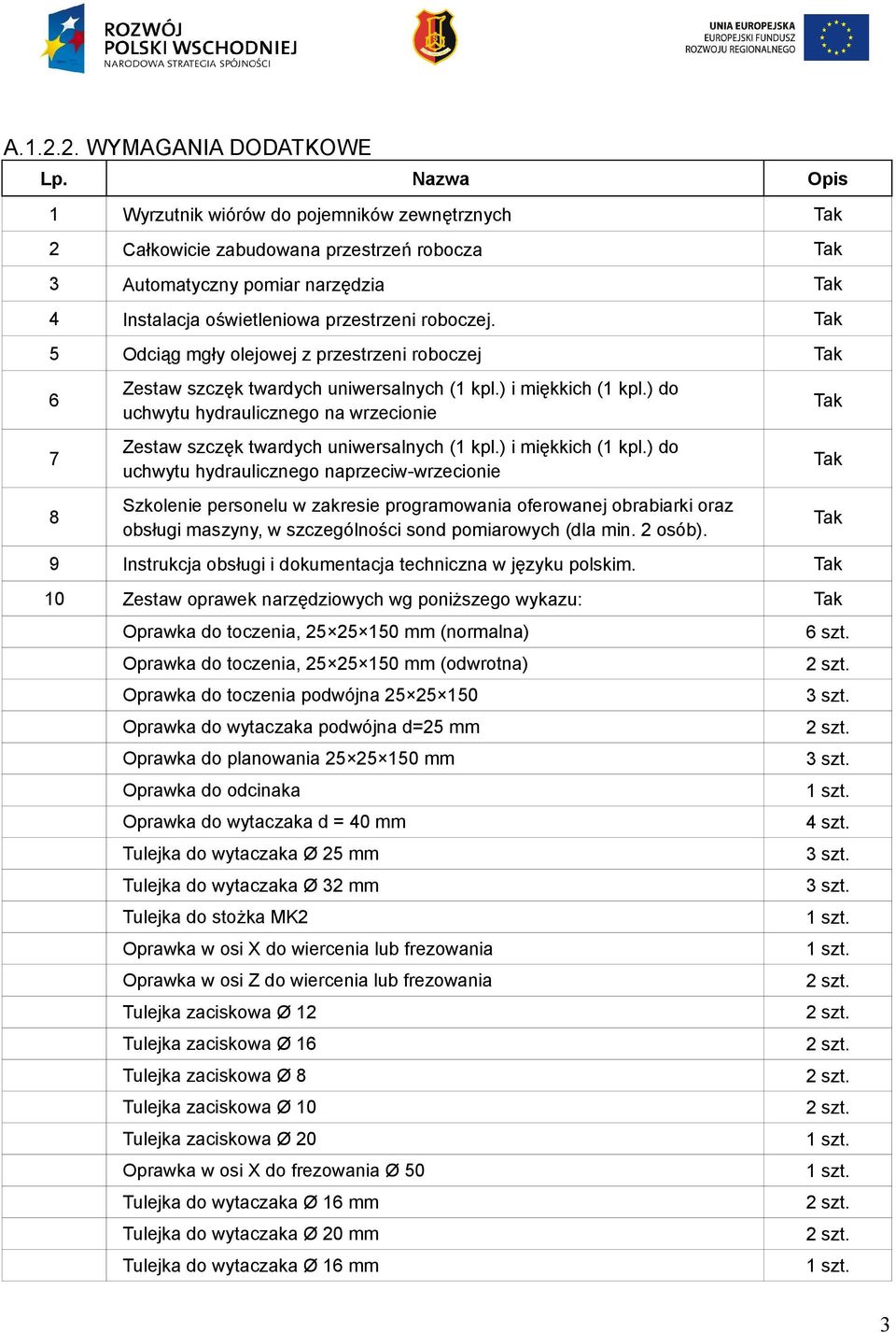 5 Odciąg mgły olejowej z przestrzeni roboczej 6 7 8 Zestaw szczęk twardych uniwersalnych (1 kpl.) i miękkich (1 kpl.