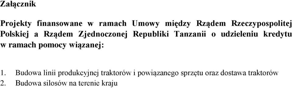 udzieleniu kredytu w ramach pomocy wiązanej: 1.