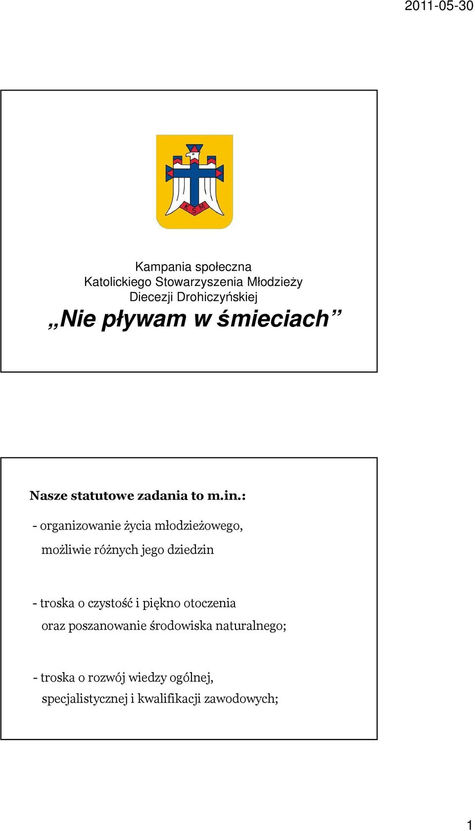 : - organizowanie życia młodzieżowego, możliwie różnych jego dziedzin - troska o czystość i