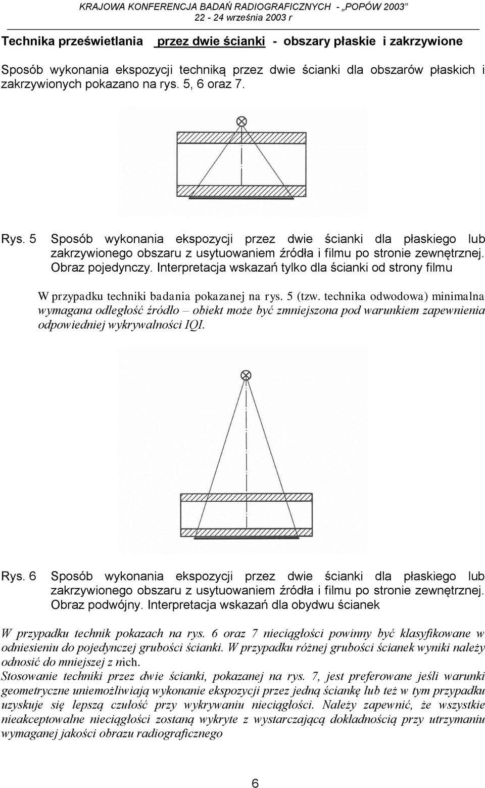 Interpretacja wskazań tylko dla ścianki od strony filmu W przypadku techniki badania pokazanej na rys. 5 (tzw.