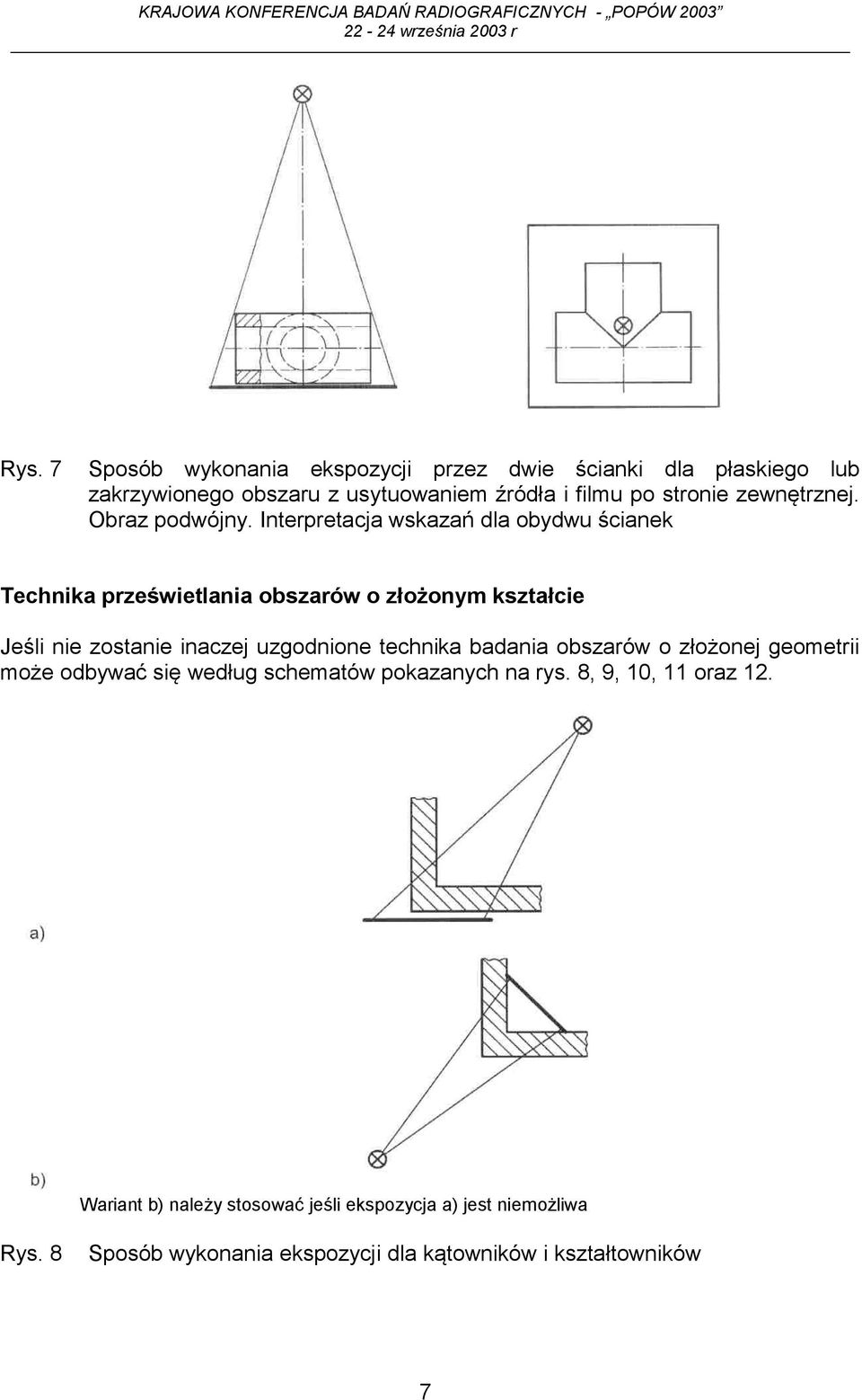 Interpretacja wskazań dla obydwu ścianek Technika prześwietlania obszarów o złożonym kształcie Jeśli nie zostanie inaczej uzgodnione