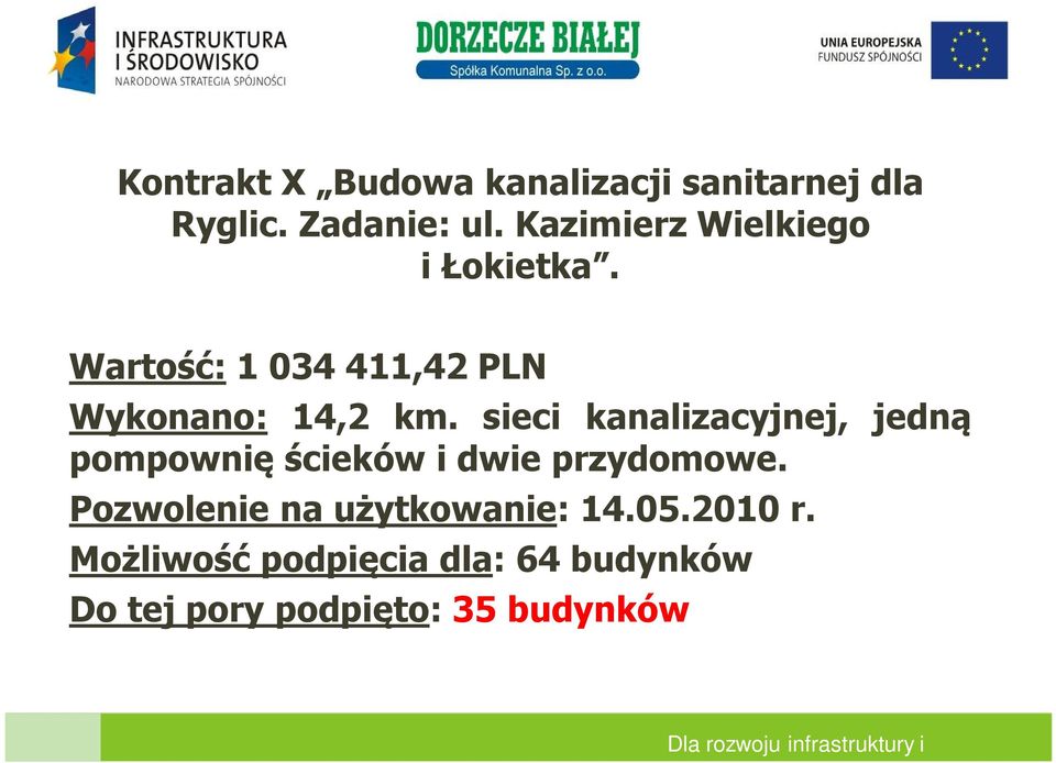 sieci kanalizacyjnej, jedną pompownię ścieków i dwie przydomowe.