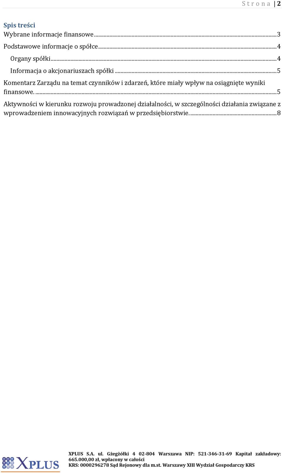 .. 5 Komentarz Zarządu na temat czynników i zdarzeń, które miały wpływ na osiągnięte wyniki finansowe.