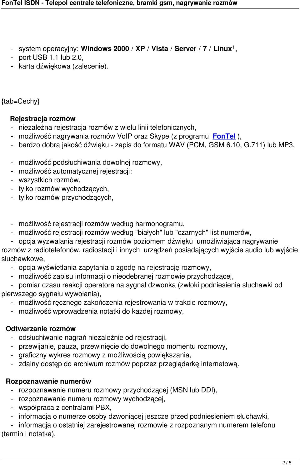 do formatu WAV (PCM, GSM 6.10, G.