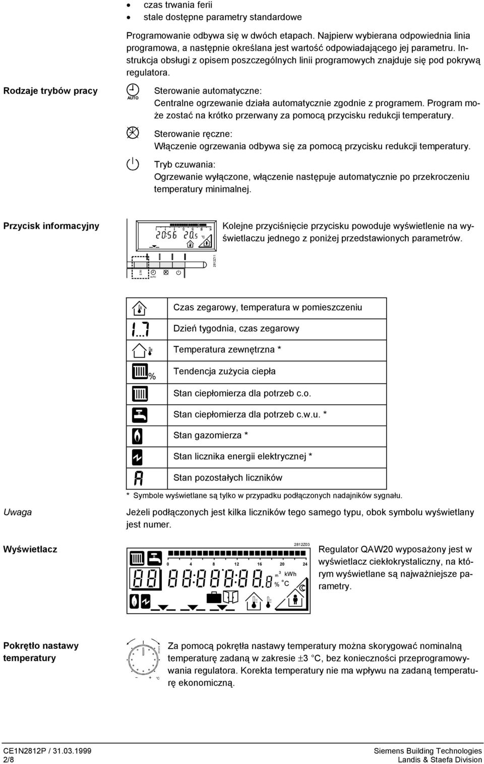 Instrukcja obsługi z opisem poszczególnych linii programowych znajduje się pod pokrywą regulatora.