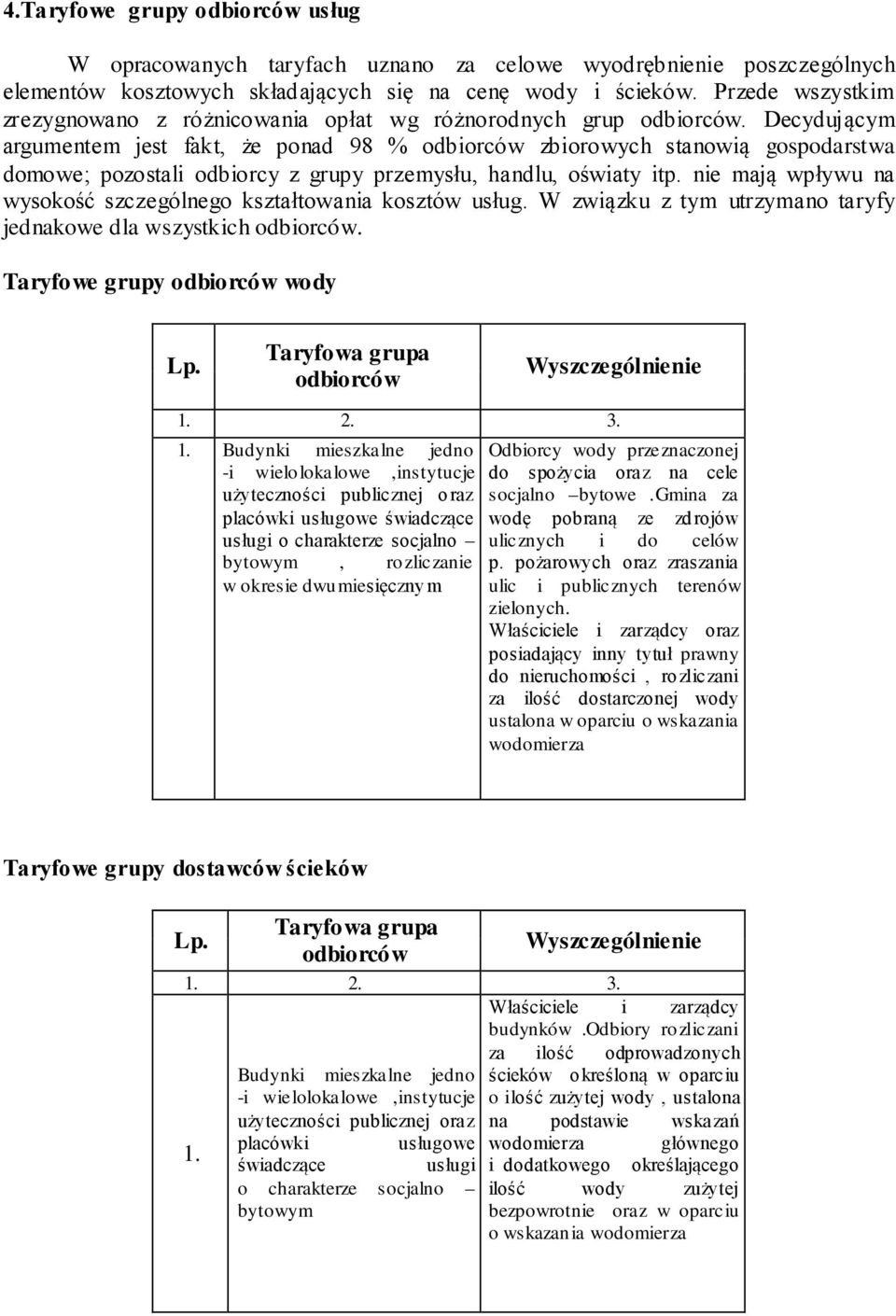 Decydującym argumentem jest fakt, że ponad 98 % zbiorowych stanowią gospodarstwa domowe; pozostali odbiorcy z grupy przemysłu, handlu, oświaty itp.