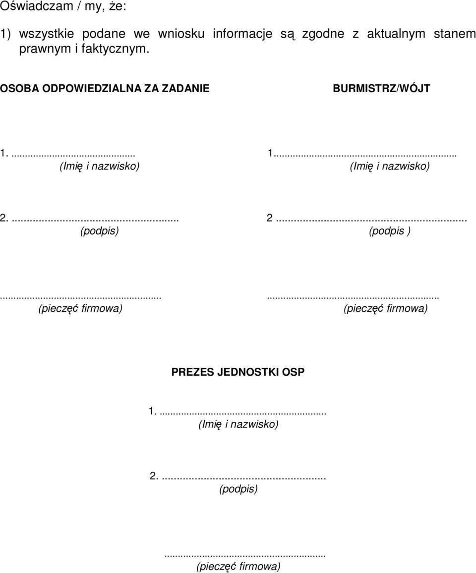 ... 1... (Imię i nazwisko) (Imię i nazwisko) 2.... 2... (podpis) (podpis ).