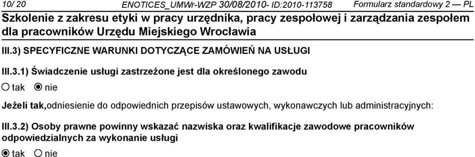 określonego zawodu Jeżeli,odsie do odpowiednich przepisów ustawowych, wykonawczych lub