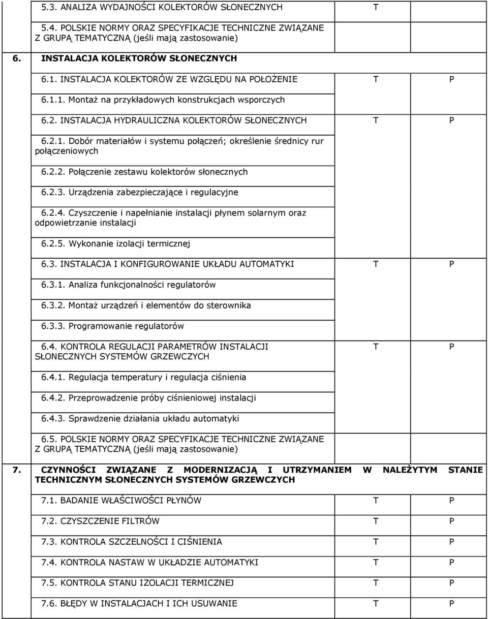 2.2. ołączenie zestawu kolektorów słonecznych 6.2.3. Urządzenia zabezpieczające i regulacyjne 6.2.4. Czyszczenie i napełnianie instalacji płynem solarnym oraz odpowietrzanie instalacji 6.2.5.