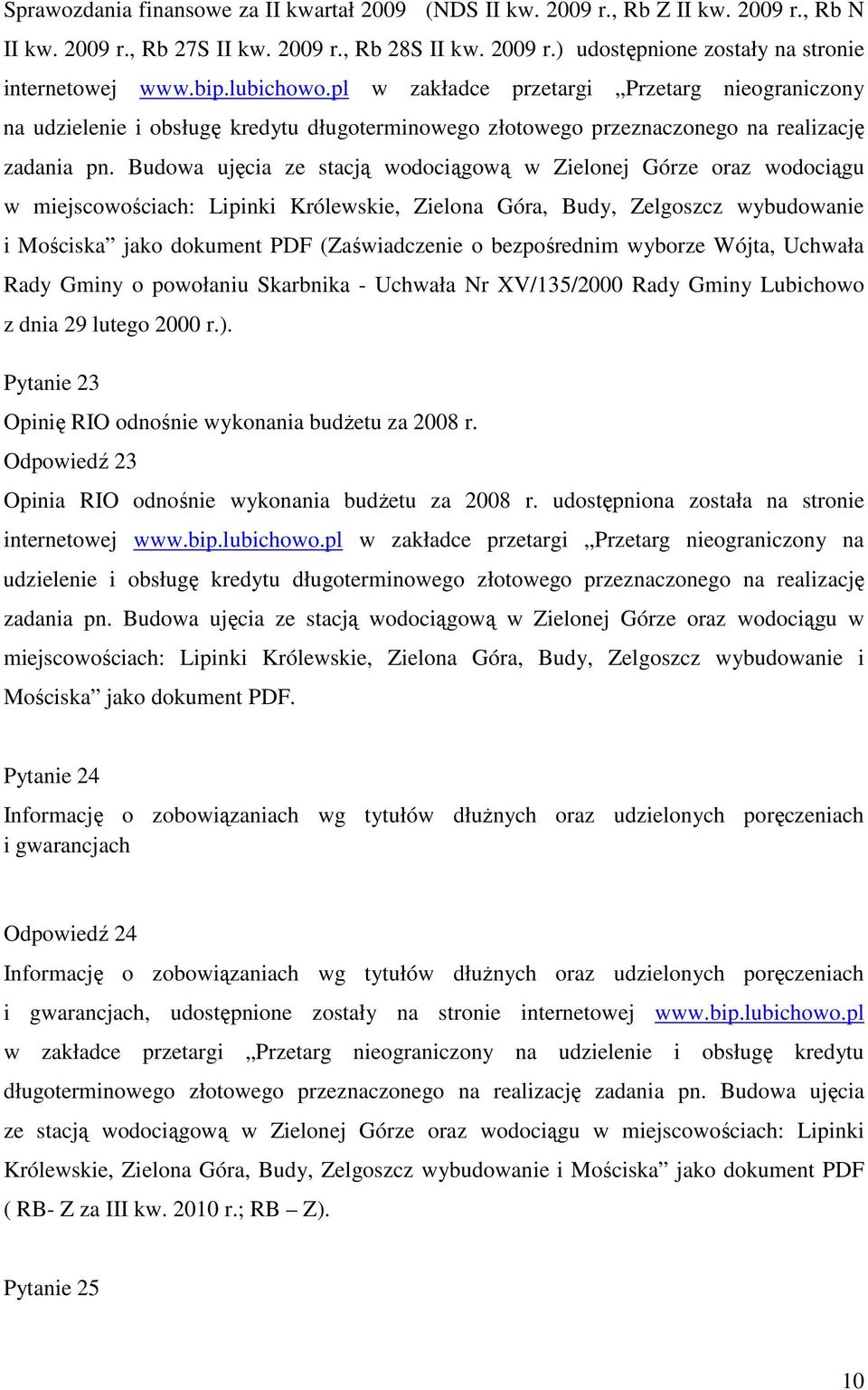 Budowa ujęcia ze stacją wodociągową w Zielonej Górze oraz wodociągu w miejscowościach: Lipinki Królewskie, Zielona Góra, Budy, Zelgoszcz wybudowanie i Mościska jako dokument PDF (Zaświadczenie o