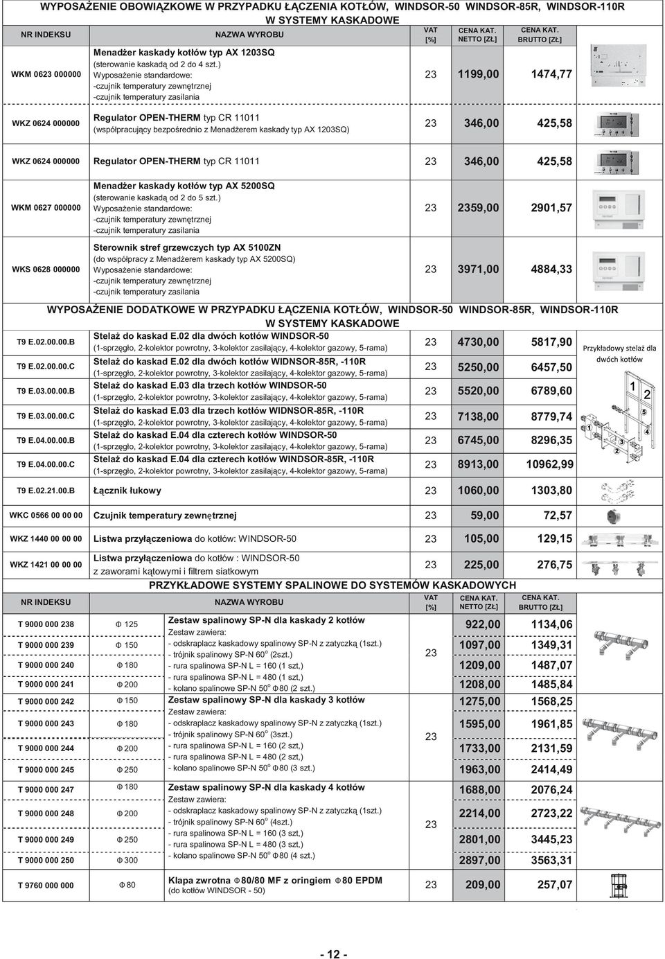 ) Wyposażenie standardowe: -czujnik temperatury zewnętrznej -czujnik temperatury zasilania 1199,00 1474,77 WKZ 0624 000000 Regulator OPEN-THERM typ CR 11011 (współpracujący bezpośrednio z Menadżerem