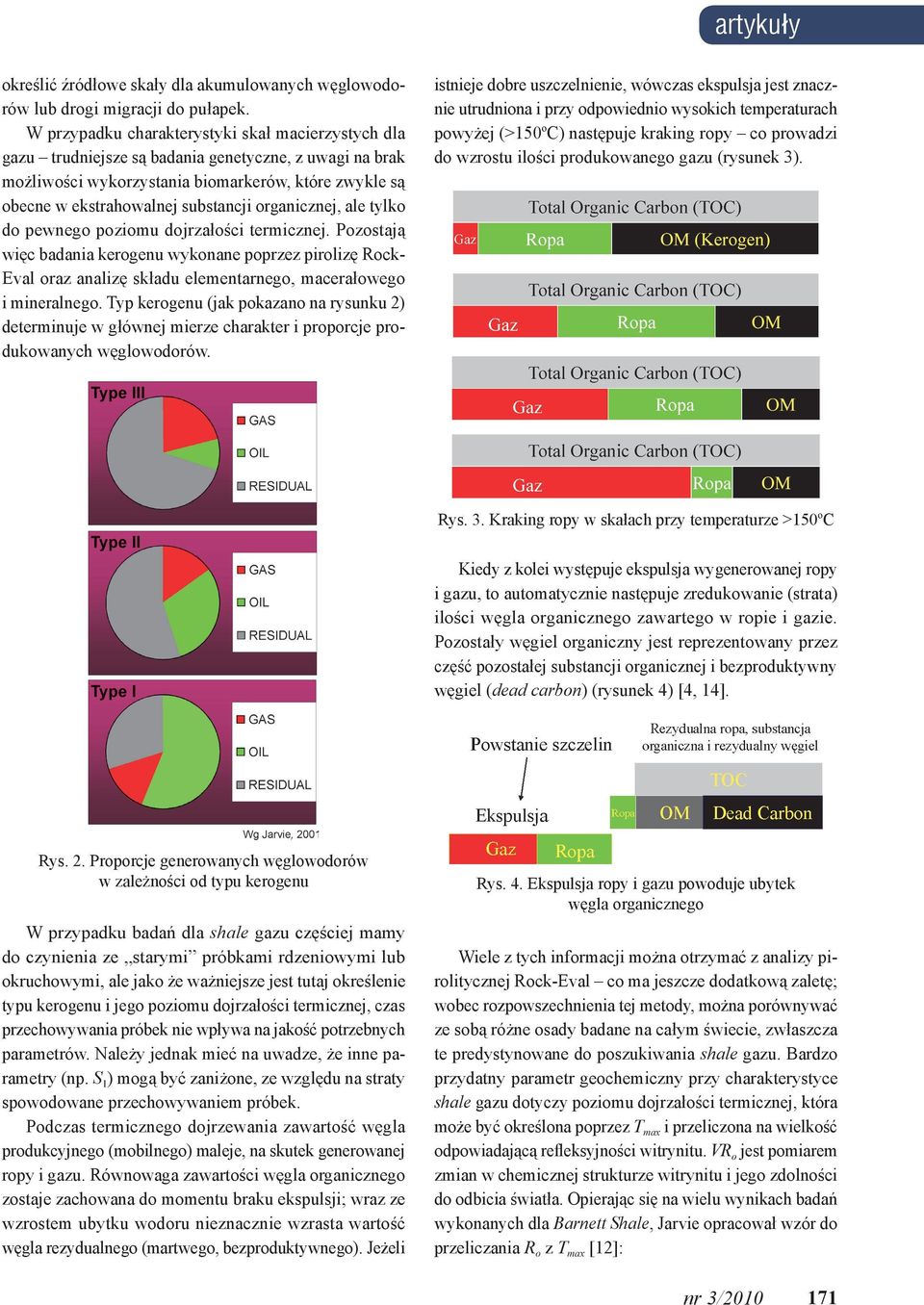organicznej, ale tylko do pewnego poziomu dojrzałości termicznej. Pozostają więc badania kerogenu wykonane poprzez pirolizę Rock- Eval oraz analizę składu elementarnego, macerałowego i mineralnego.