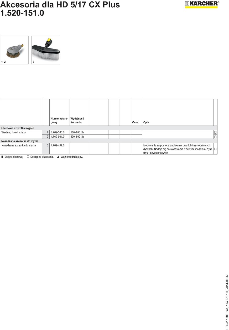 0 500 800 l/h Nasadzana szczotka do mycia Nasadzana szczotka do mycia 3 4.762-497.