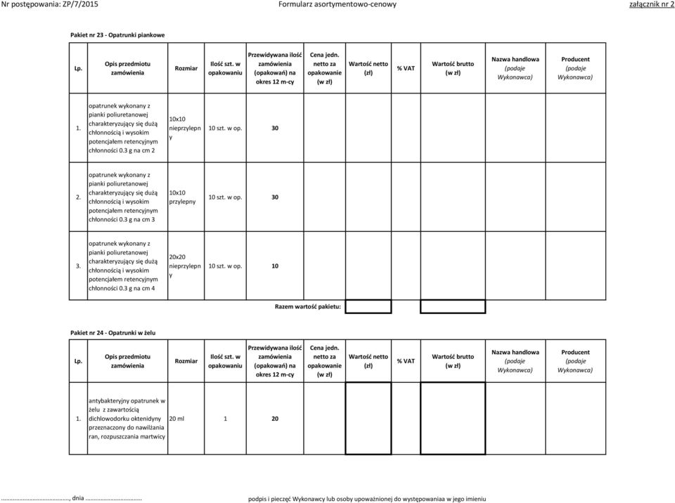 3 g na cm 3 10x10 przylepny 10 szt. w op. 30 opatrunek wykonany z pianki poliuretanowej charakteryzujący się dużą chłonnością i wysokim potencjałem retencyjnym chłonności 0.