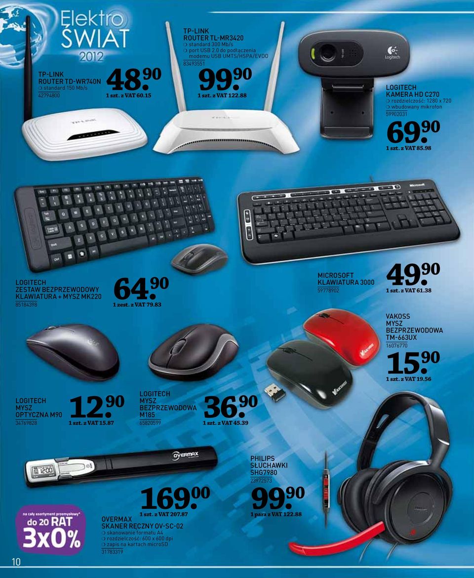 83 MICROSOFT KLAWIATURA 3000 59778902 49 1 szt. z VAT 61.38 VAKOSS MYSZ BEZPRZEWODOWA TM-663UX 16076770 15 1 szt. z VAT 19.56 LOGITECH MYSZ OPTYCZNA M90 34769828 12 1 szt. z VAT 15.