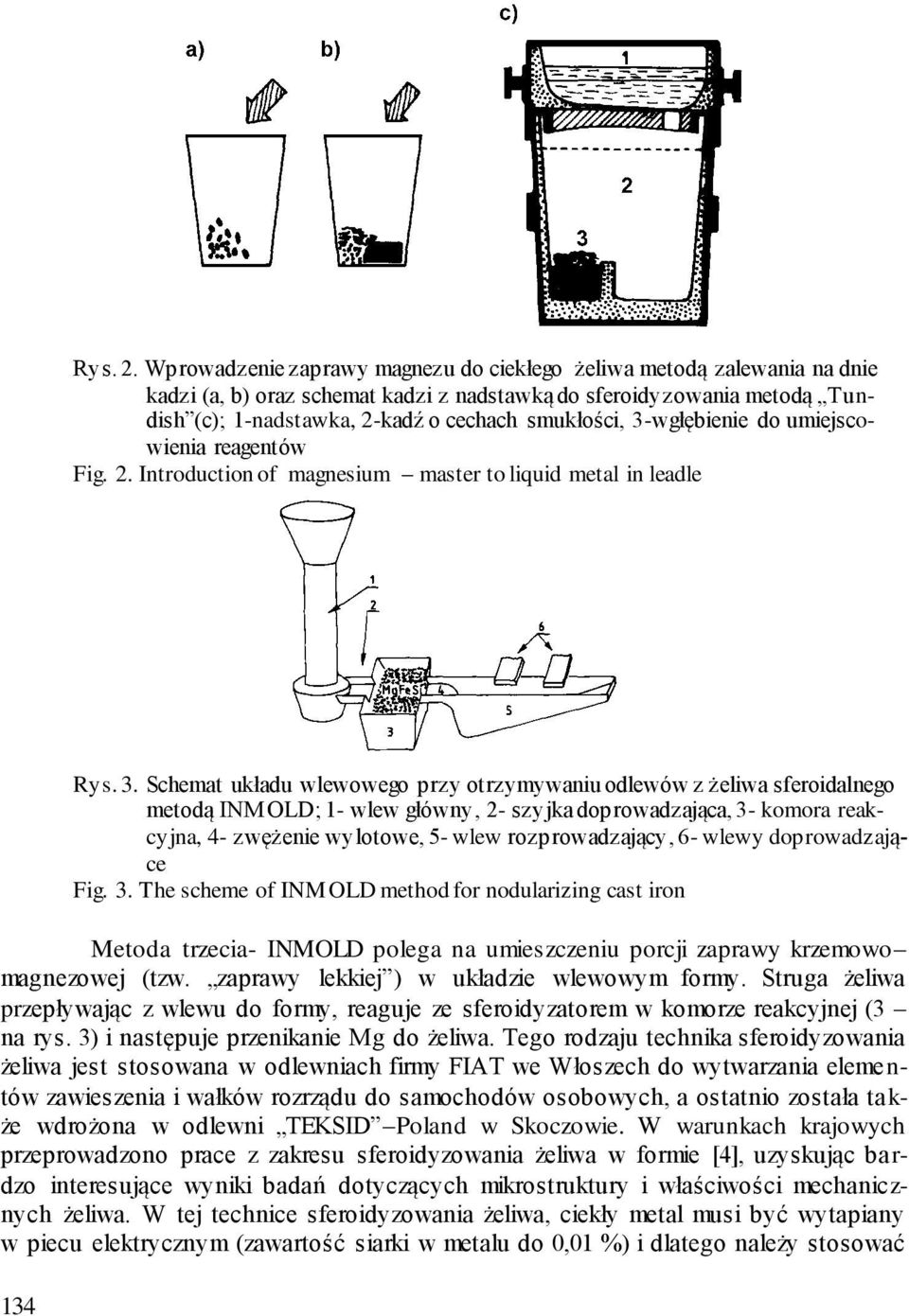 3-wgłębienie do umiejscowienia reagentów Fig. 2. Introduction of magnesium master to liquid metal in leadle 134 Rys. 3.