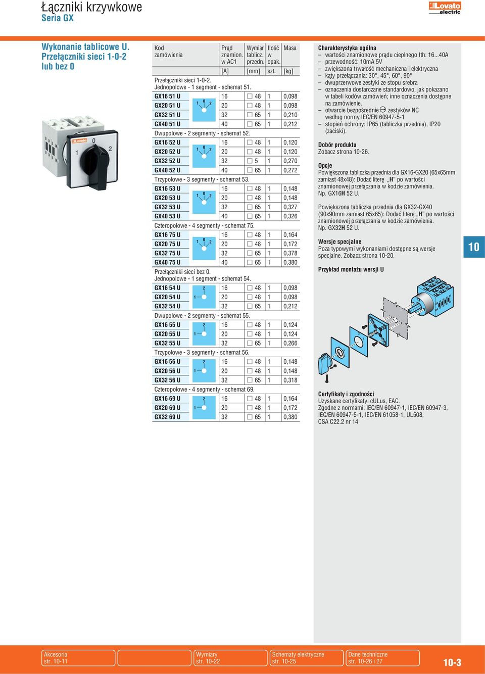 GX6 53 U 6 g 48,48 GX 53 U g 48,48 GX3 53 U 3 g 65,37 GX4 53 U 4 g 65,36 Czteropolowe - 4 segmenty - schemat 75.