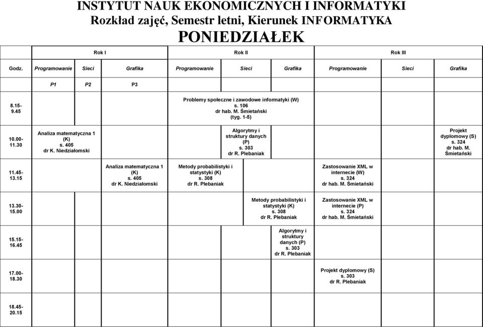 Śmietański Analiza matematyczna 1 (K) dr K.