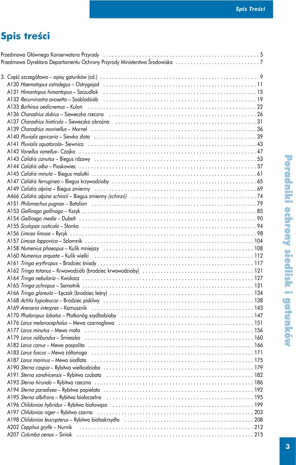 .................................................. 15 A132 Recurvirostra avosetta Szablodziób................................................... 19 A133 Burhinus oedicnemus Kulon.