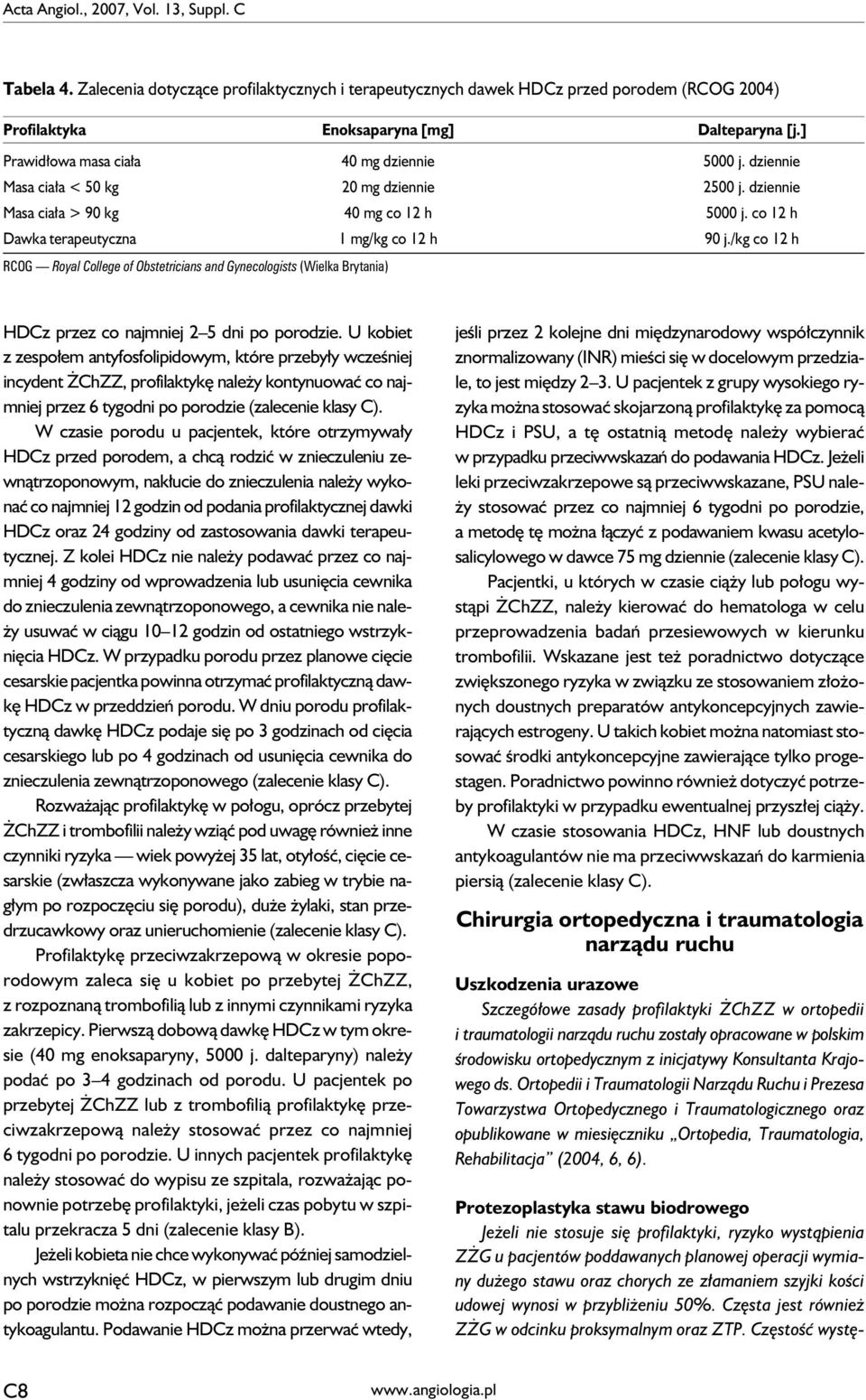 /kg co 12 h RCOG Royal College of Obstetricians and Gynecologists (Wielka Brytania) HDCz przez co najmniej 2 5 dni po porodzie.