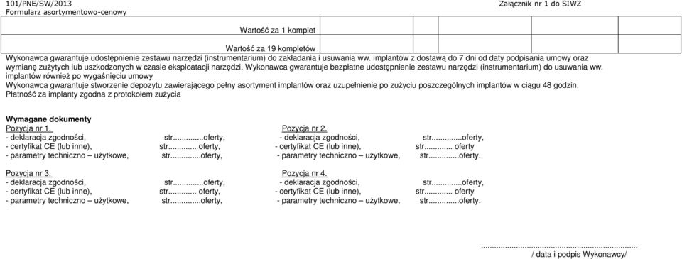 Wykonawca gwarantuje bezpłatne udostępnienie zestawu narzędzi (instrumentarium) do usuwania ww.