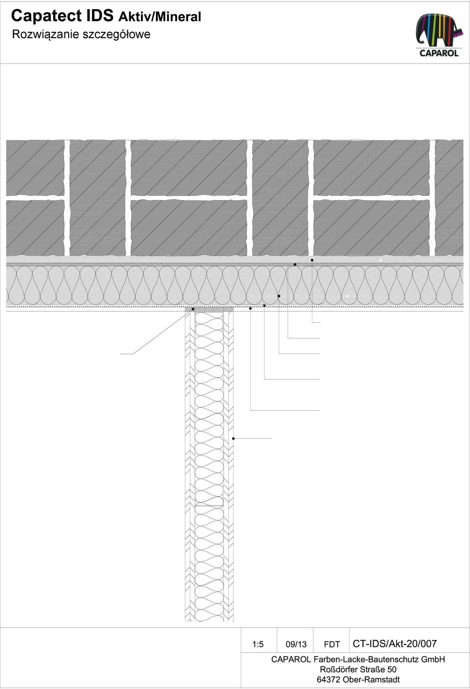 Armierungsgewebe) Rzut poziomy Połączenie z dobudowaną ścianą