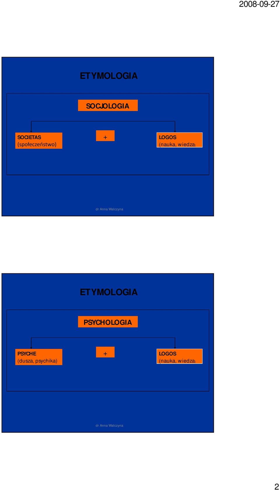 wiedza) ETYMOLOGIA PSYCHOLOGIA