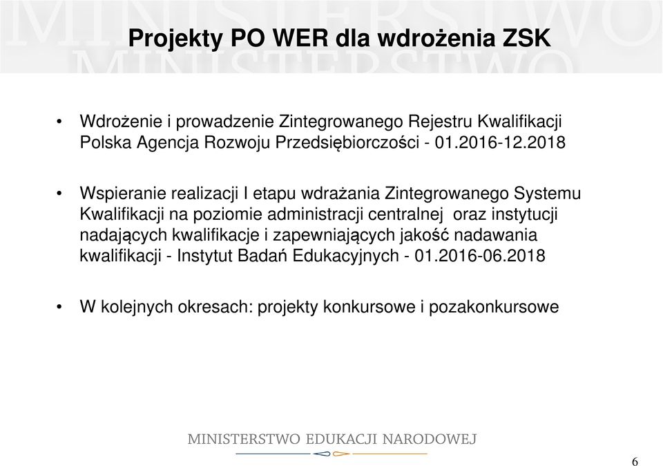 2018 Wspieranie realizacji I etapu wdrażania Zintegrowanego Systemu Kwalifikacji na poziomie administracji