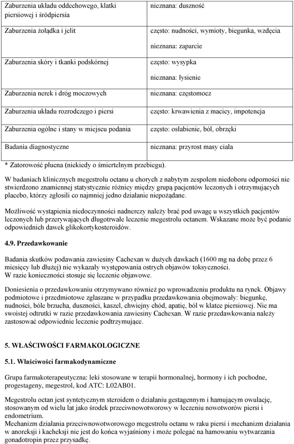 częstomocz często: krwawienia z macicy, impotencja często: osłabienie, ból, obrzęki nieznana: przyrost masy ciała * Zatorowość płucna (niekiedy o śmiertelnym przebiegu).