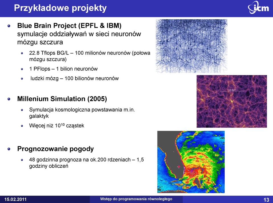 neuronów Millenium Simulation (2005) Symulacja kosmologiczna powstawania m.in.