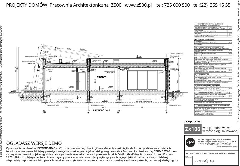 chudy beton (10cm) chudy beton (10cm) chudy beton (10cm) Z500.pl/ PG1 - POSADZKA MIESZKANIA NA GRUNCIE podłoga alternatywnie: wykładzina; terakota... szlichta beton. z prow. instalacji, zdylatowana 5.