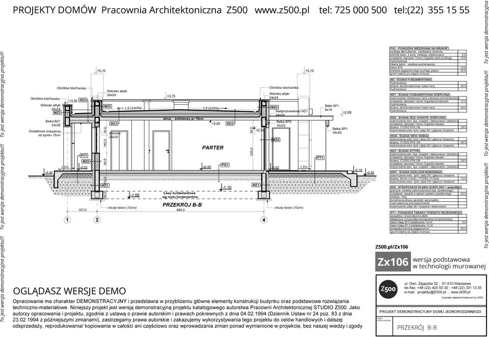 pl/ PG1 - POSADZKA MIESZKANIA NA GRUNCIE podłoga alternatywnie: wykładzina; terakota... szlichta beton. z prow. instalacji, zdylatowana 5.0 ocieplenie: styropian Termo Organika dach-podłoga 10.